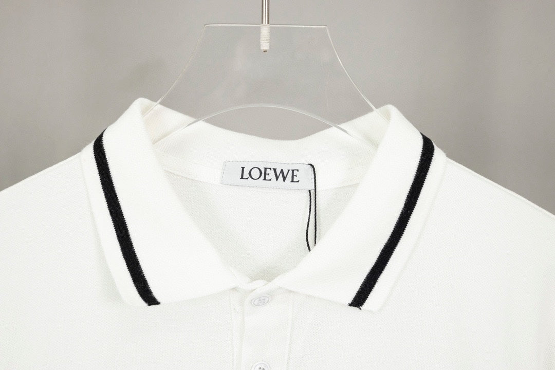 LOEWE K491 Contrast-Detail Polo Shirt | XS–L (White & Black)