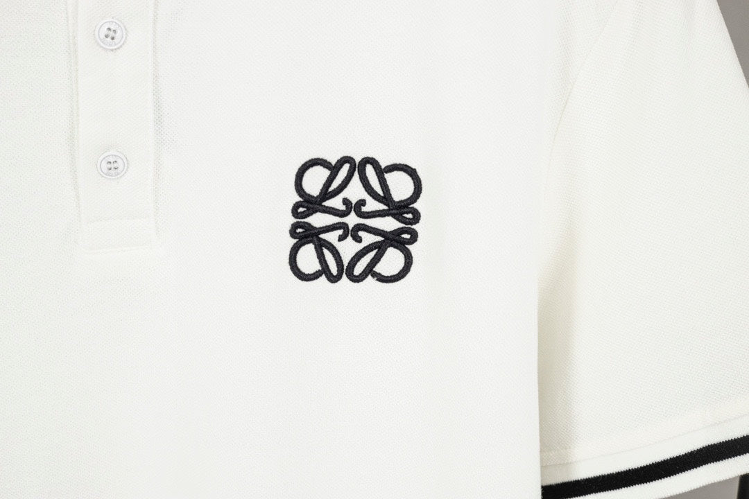 LOEWE K491 Contrast-Detail Polo Shirt | XS–L (White & Black)