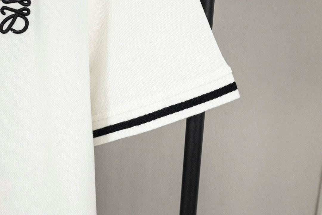 LOEWE K491 Contrast-Detail Polo Shirt | XS–L (White & Black)