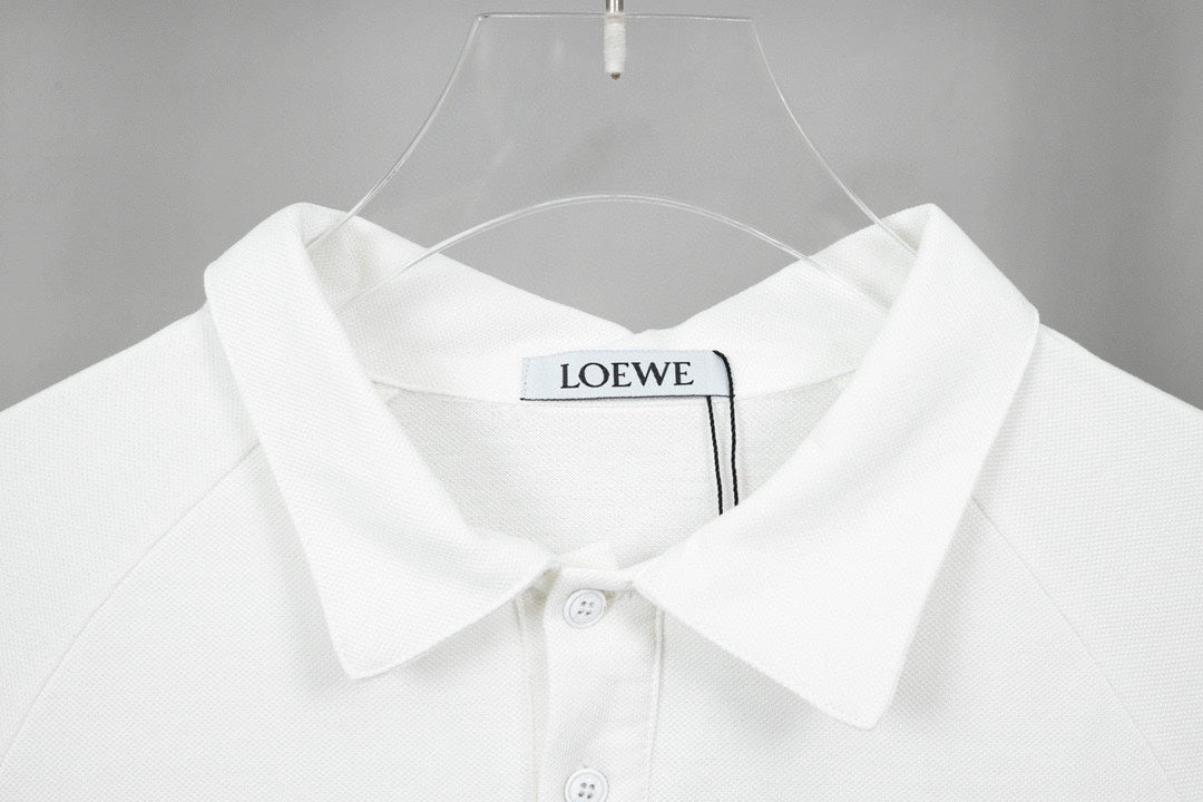 LOEWE K491 Contrast-Detail Polo Shirt | XS–L (White & Black)