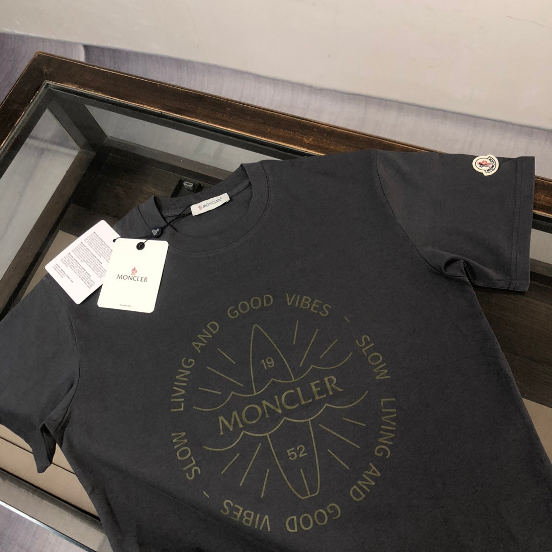 Moncler 2025 New Logo Print Round-Neck Short-Sleeve Couple T-Shirt S–XL