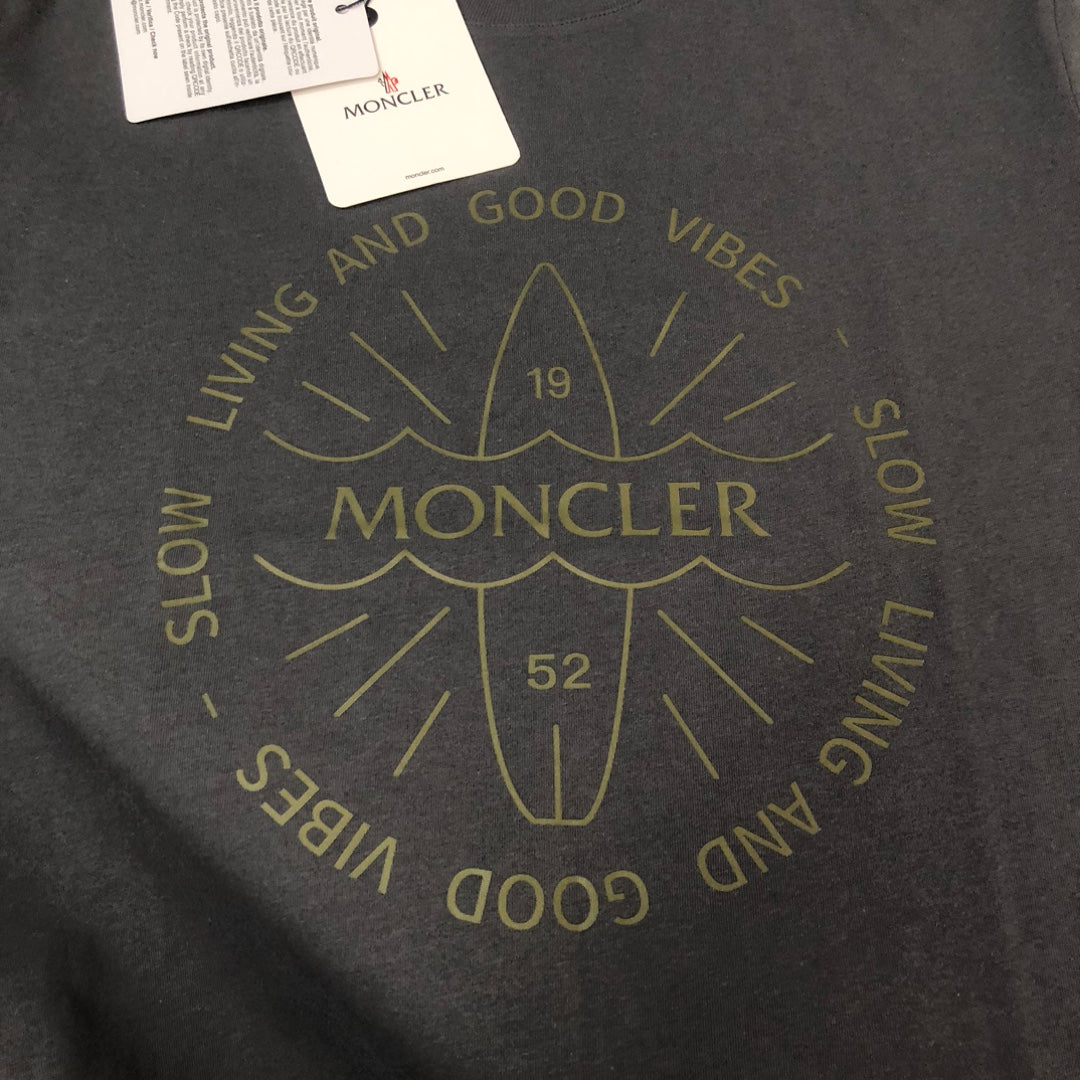 Moncler 2025 New Logo Print Round-Neck Short-Sleeve Couple T-Shirt S–XL