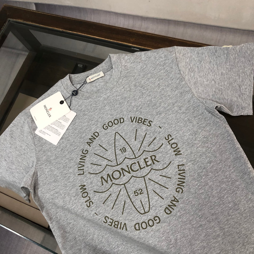 Moncler 2025 New Logo Print Round-Neck Short-Sleeve Couple T-Shirt S–XL