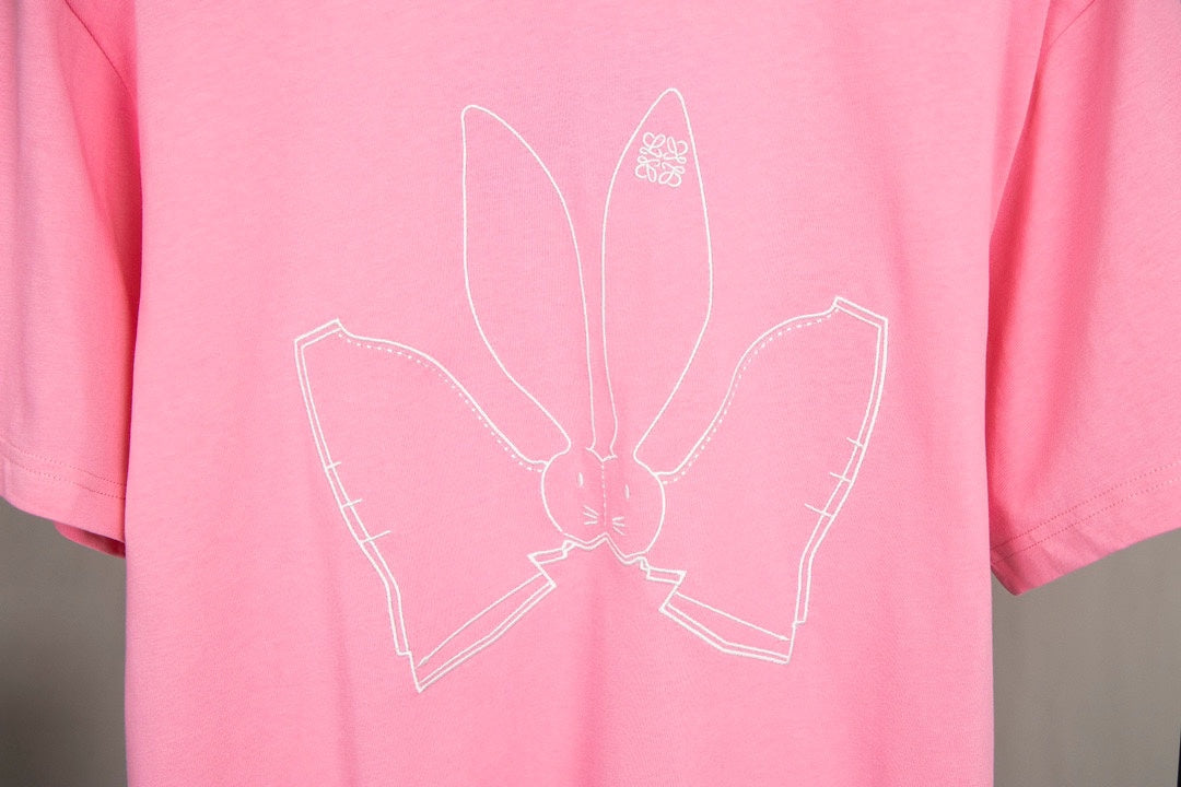 LOEWE 2023SS Year of the Rabbit Embroidered T-Shirt | XS–L (Pink, Black)