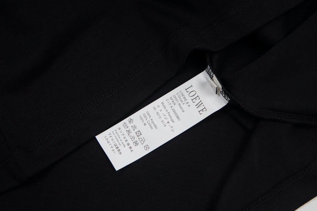 LOEWE 24SS Neon Print & Embroidery Cotton T-Shirt | Black | XS–L (Unisex)