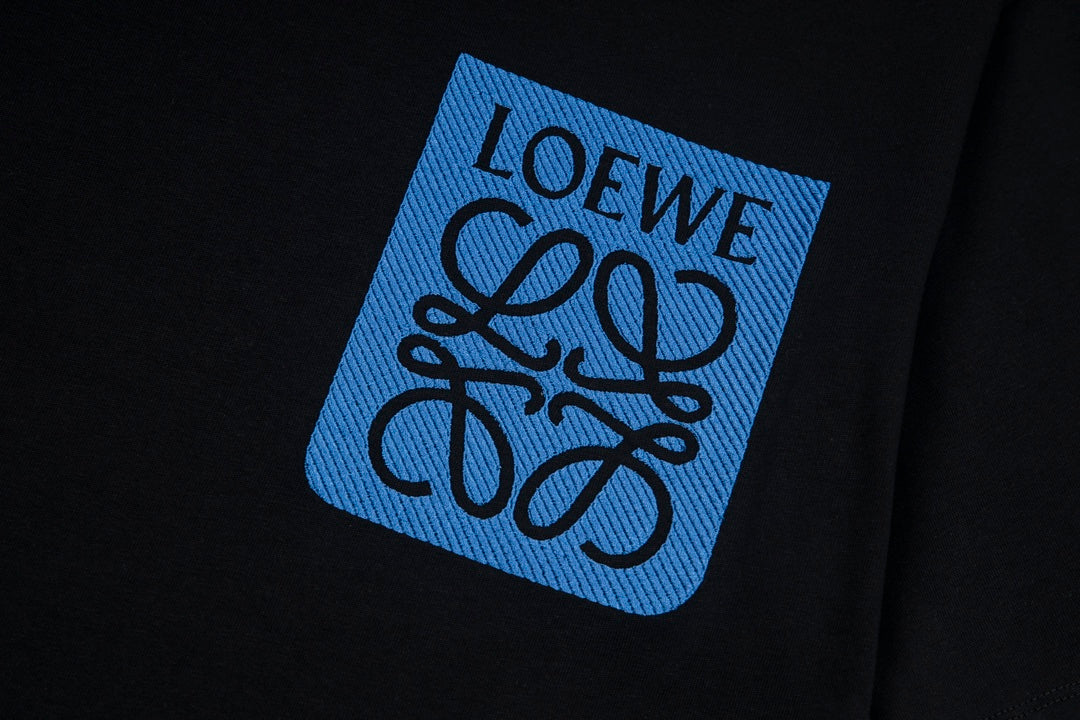 LOEWE 24SS Neon Print & Embroidery Cotton T-Shirt | Black | XS–L (Unisex)