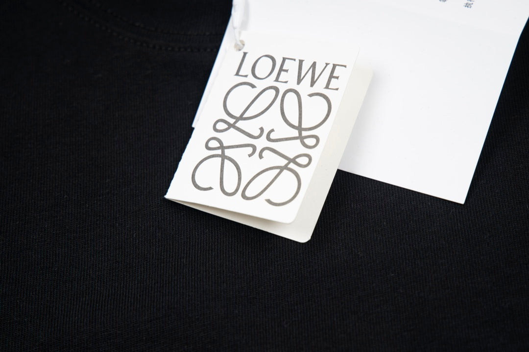 LOEWE 24SS Neon Print & Embroidery Cotton T-Shirt | Black | XS–L (Unisex)
