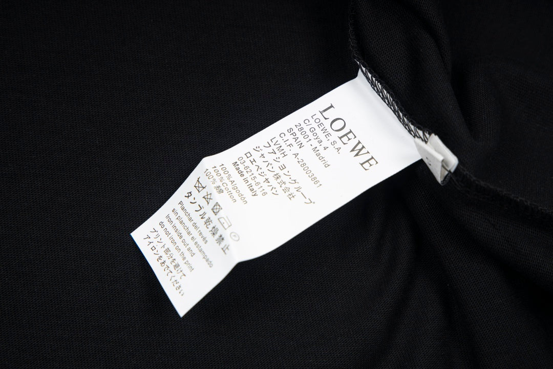 LOEWE 24SS Neon Print & Embroidery Cotton T-Shirt | Black | XS–L (Unisex)