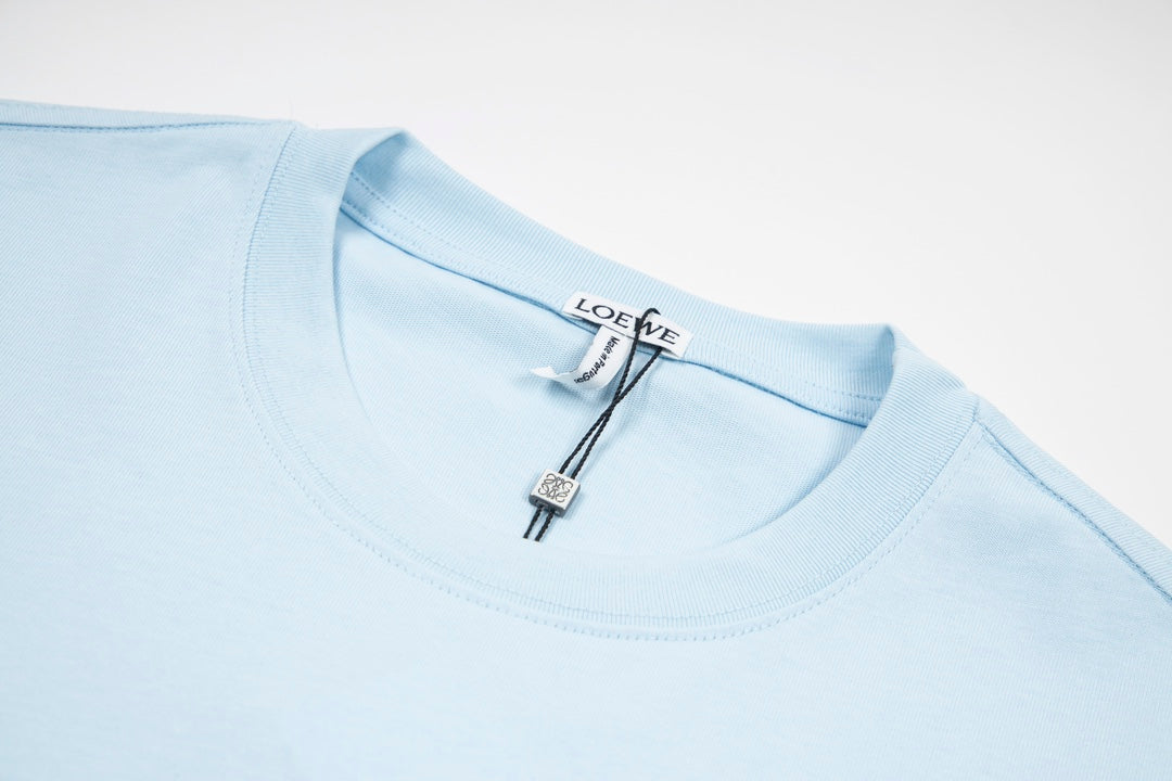 LOEWE 24SS Minimal Embroidery Cotton T-Shirt | White / Black / Blue | XS–L (Unisex)