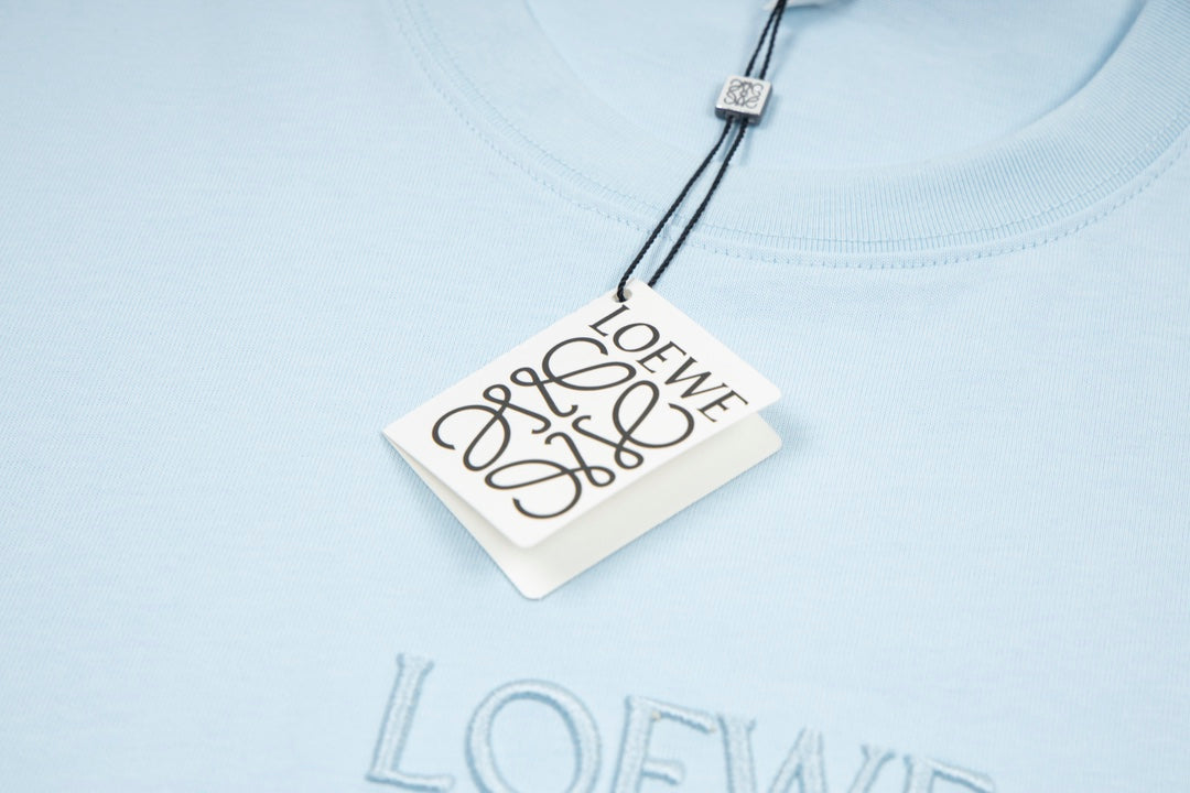 LOEWE 24SS Minimal Embroidery Cotton T-Shirt | White / Black / Blue | XS–L (Unisex)
