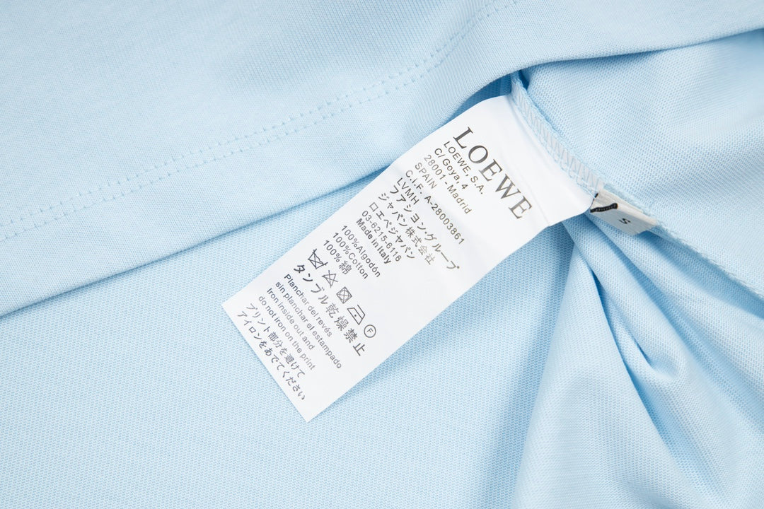 LOEWE 24SS Minimal Embroidery Cotton T-Shirt | White / Black / Blue | XS–L (Unisex)