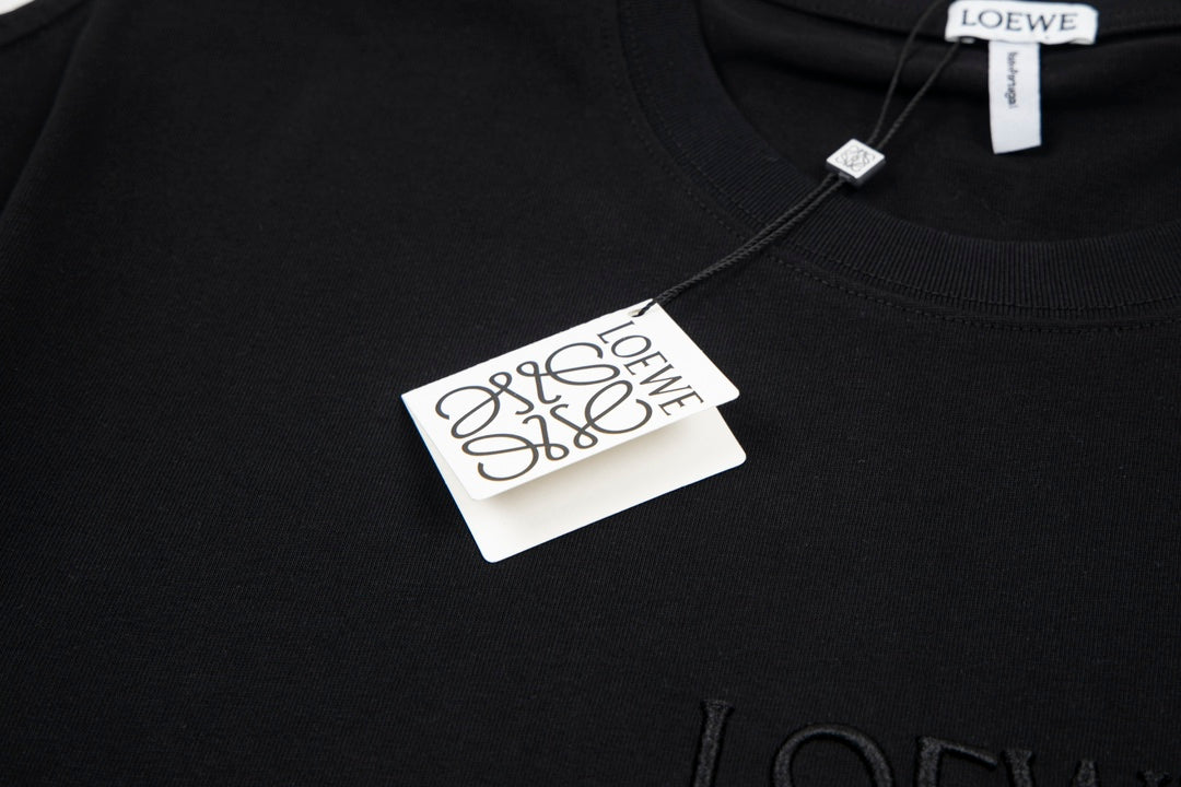 LOEWE 24SS Minimal Embroidery Cotton T-Shirt | White / Black / Blue | XS–L (Unisex)