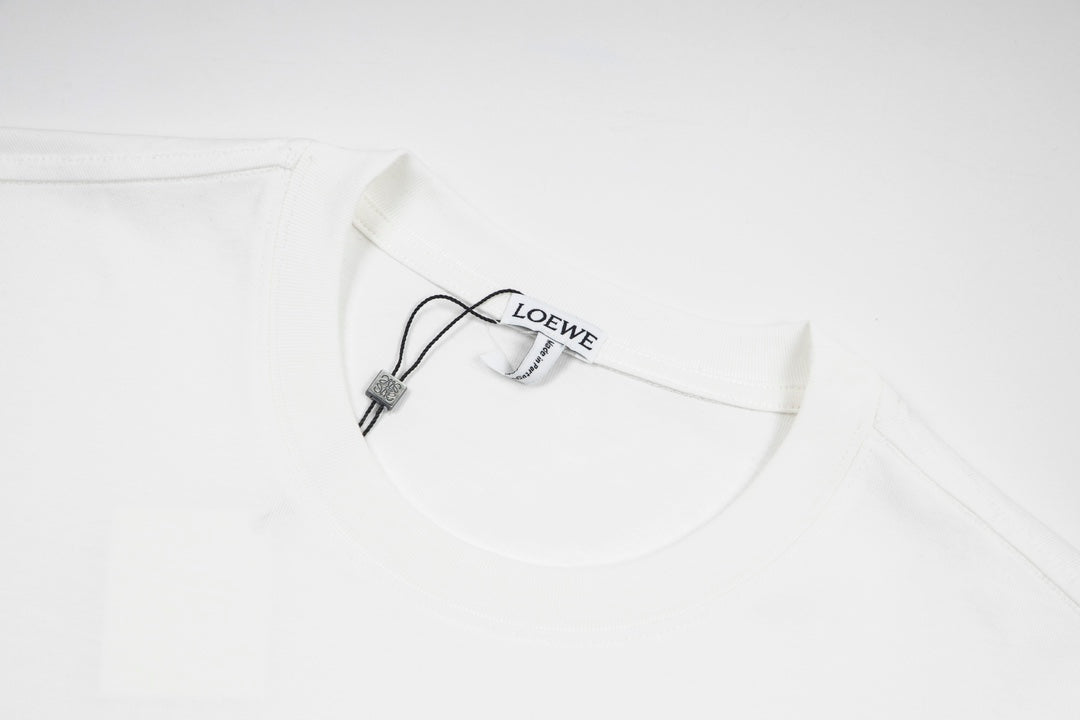 LOEWE 24SS Minimal Embroidery Cotton T-Shirt | White / Black / Blue | XS–L (Unisex)