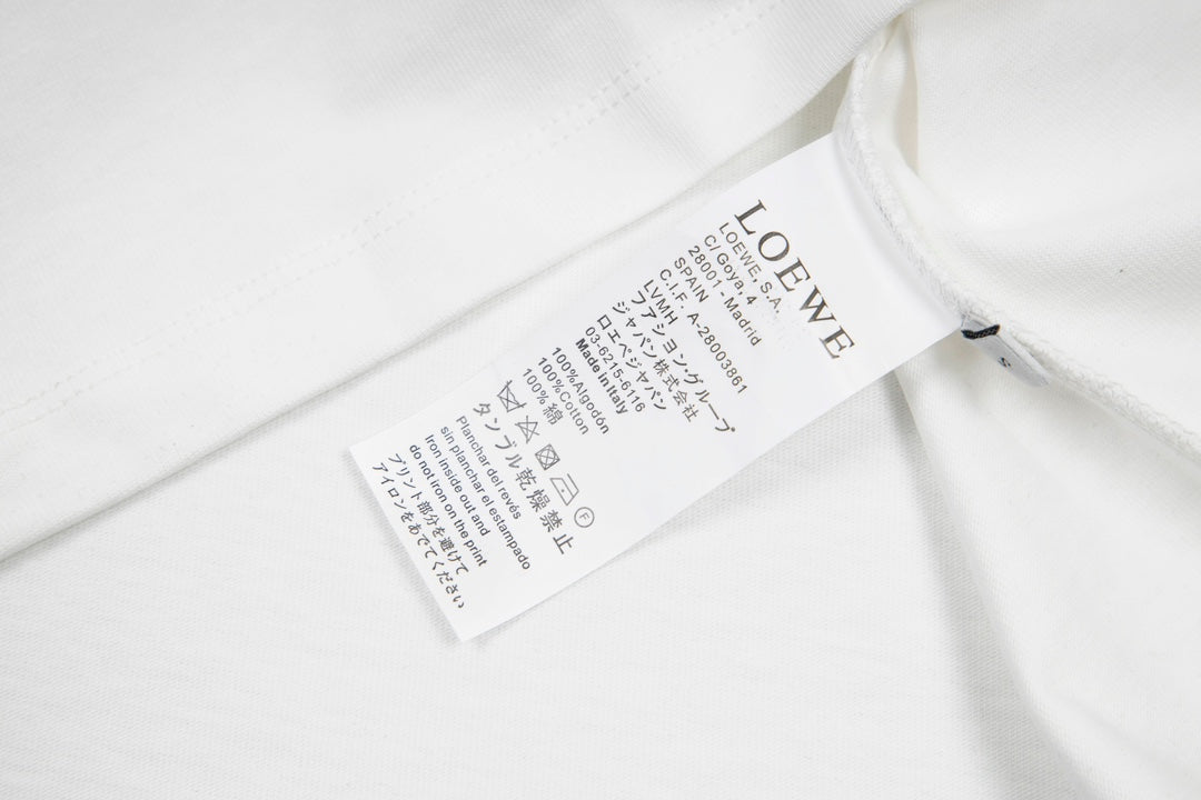 LOEWE 24SS Minimal Embroidery Cotton T-Shirt | White / Black / Blue | XS–L (Unisex)