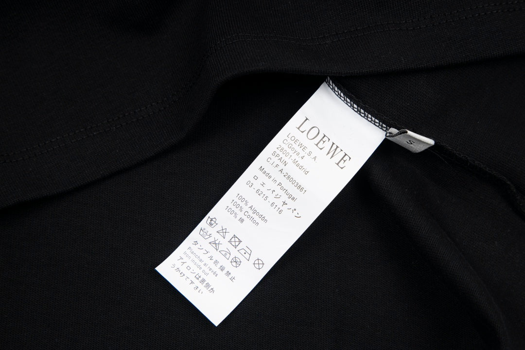 LOEWE 24SS Minimal Embroidery Cotton T-Shirt | White / Black / Blue | XS–L (Unisex)