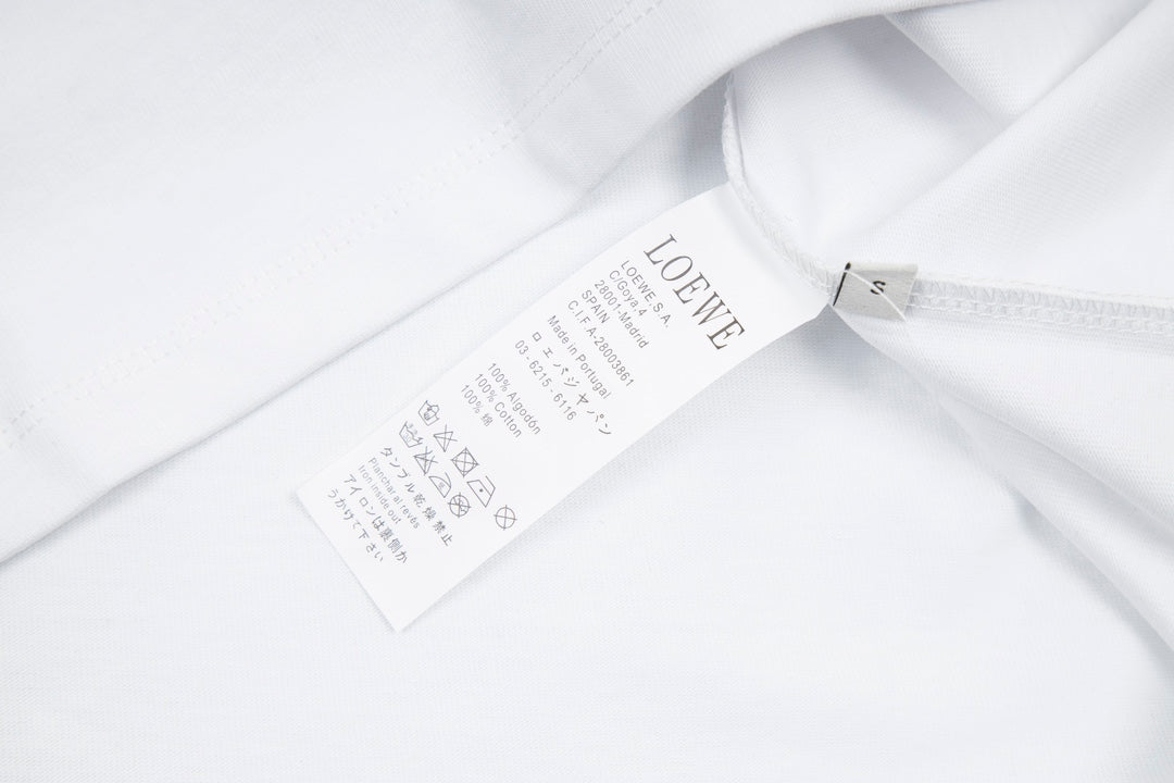 LOEWE 24SS Minimal Embroidery Cotton T-Shirt | White / Black / Blue | XS–L (Unisex)