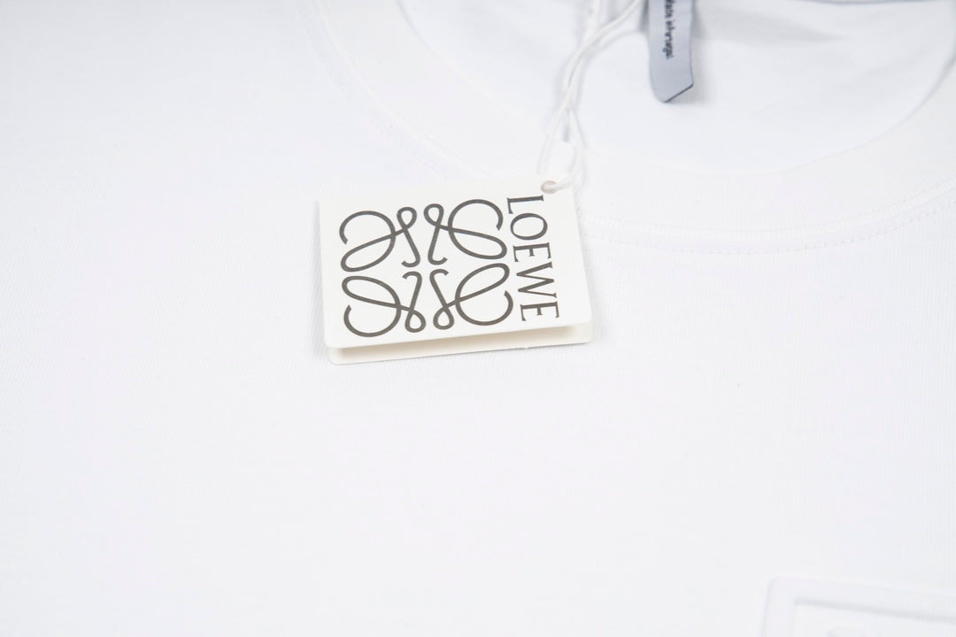 LOEWE 24SS Minimal Embroidery Cotton T-Shirt | White / Black / Blue | XS–L (Unisex)