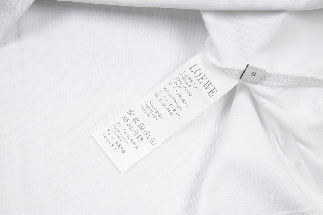 LOEWE 24SS Minimal Embroidery Cotton T-Shirt | White / Black / Blue | XS–L (Unisex)