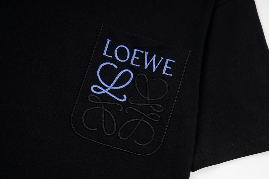 LOEWE 24SS Minimal Embroidery Cotton T-Shirt | White / Black / Blue | XS–L (Unisex)