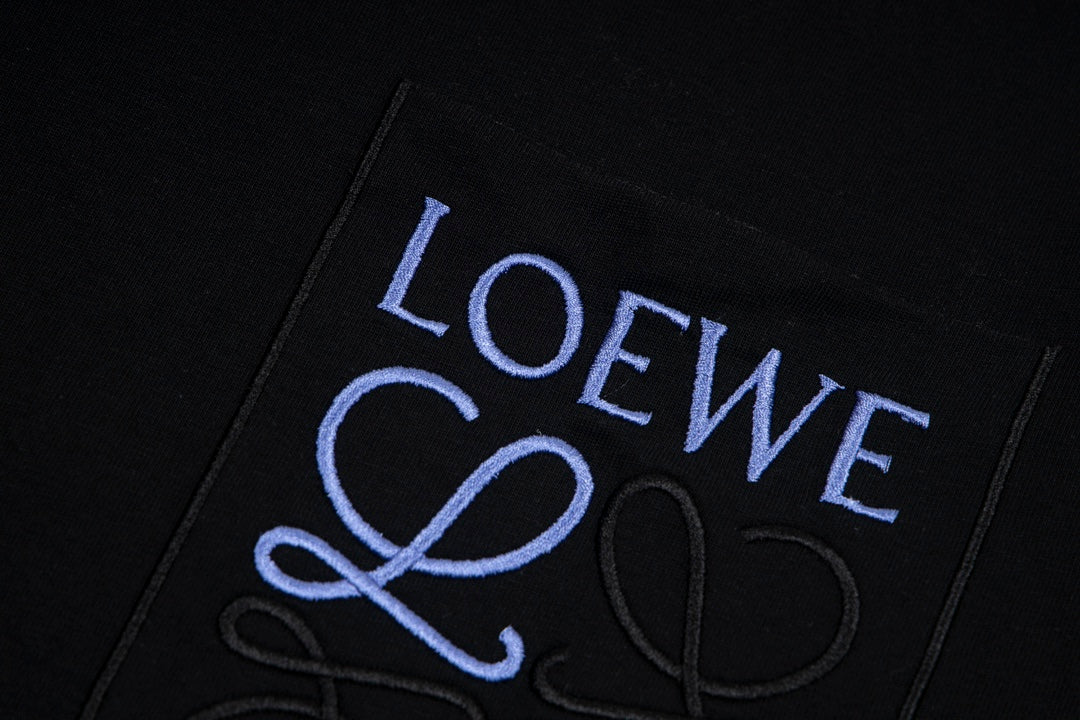 LOEWE 24SS Minimal Embroidery Cotton T-Shirt | White / Black / Blue | XS–L (Unisex)