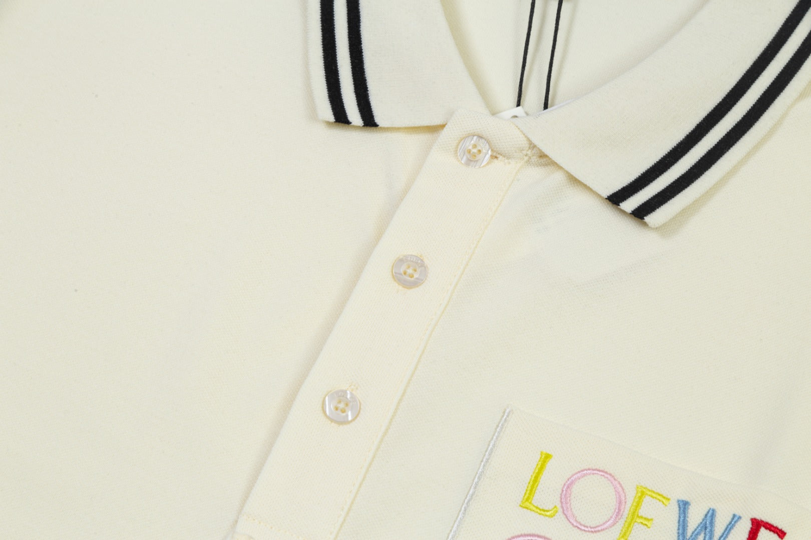 LOEWE Embroidered Logo Polo Shirt | Cotton Piqué | Black/Beige | M–XXXL