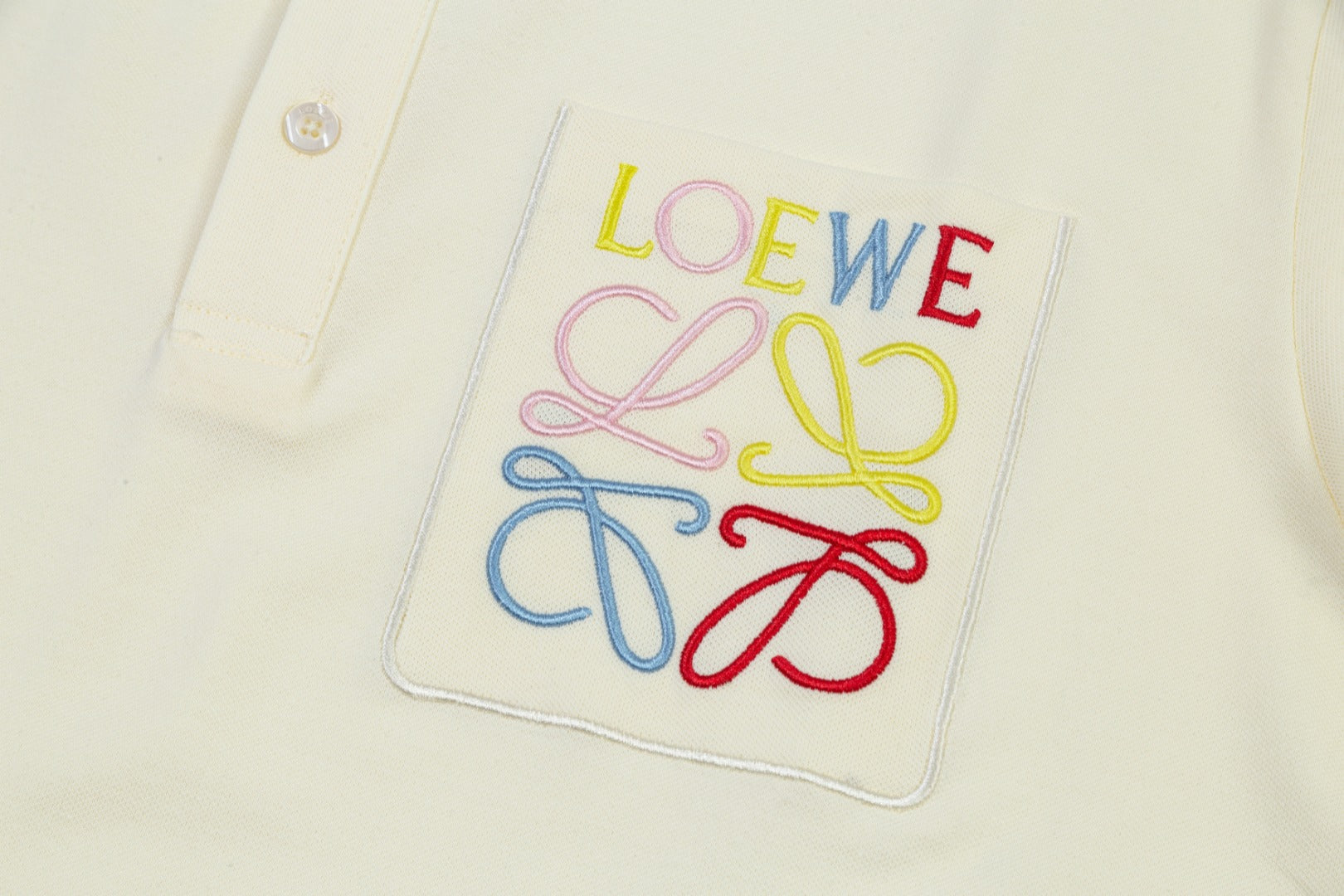 LOEWE Embroidered Logo Polo Shirt | Cotton Piqué | Black/Beige | M–XXXL