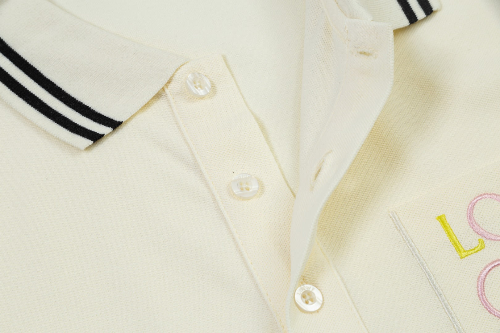 LOEWE Embroidered Logo Polo Shirt | Cotton Piqué | Black/Beige | M–XXXL