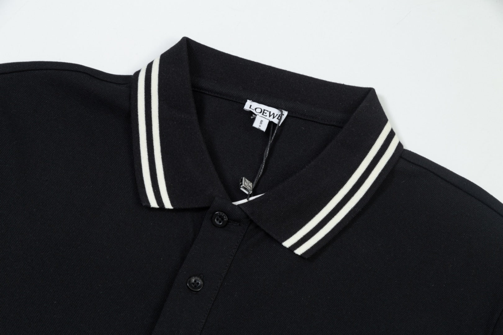 LOEWE Embroidered Logo Polo Shirt | Cotton Piqué | Black/Beige | M–XXXL