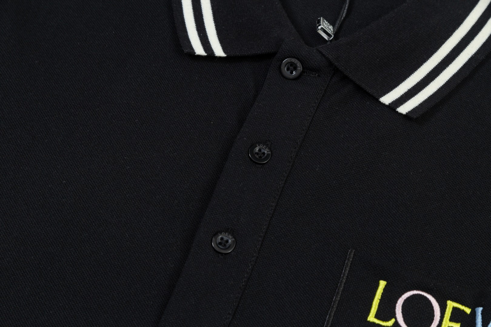 LOEWE Embroidered Logo Polo Shirt | Cotton Piqué | Black/Beige | M–XXXL