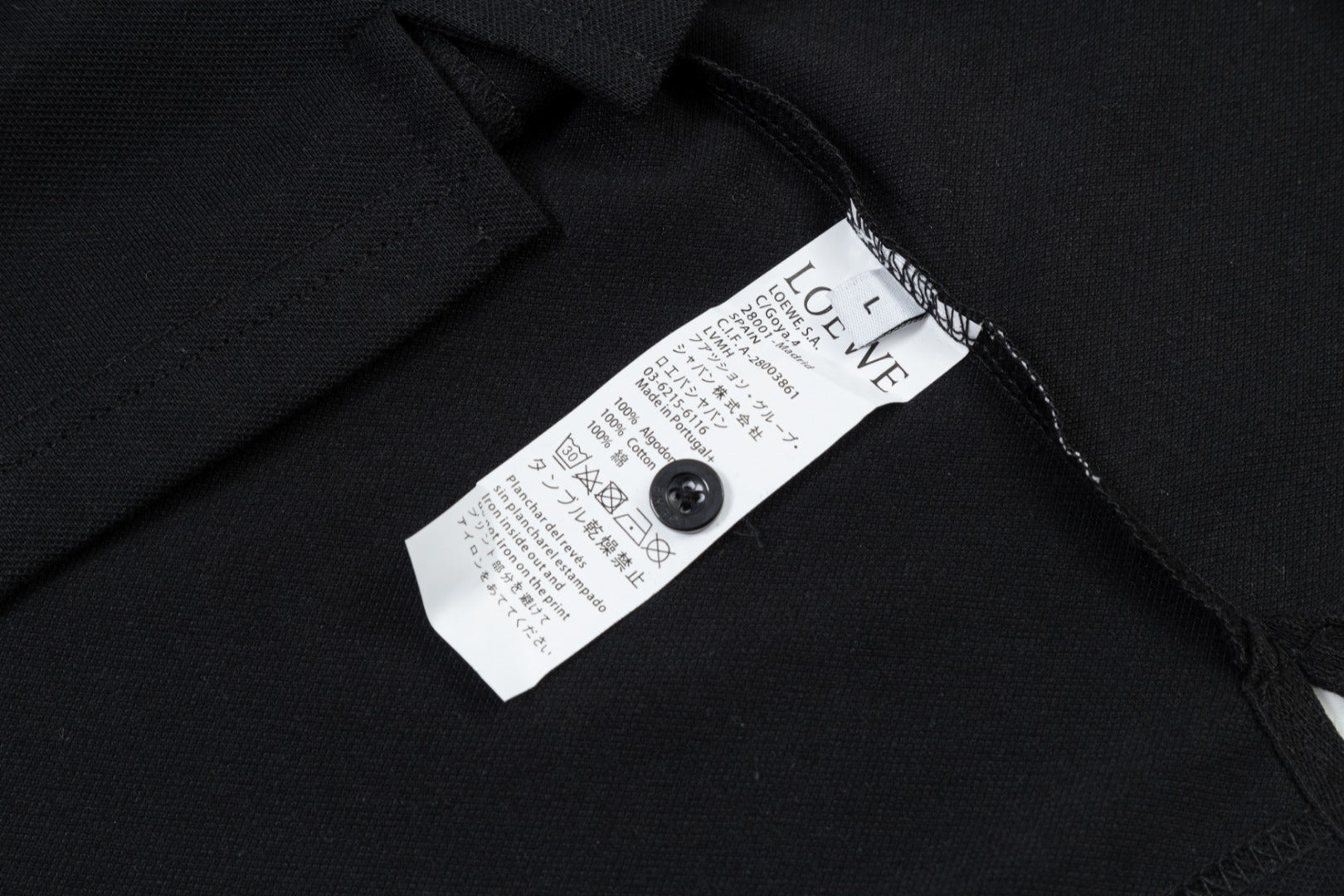 LOEWE Embroidered Logo Polo Shirt | Cotton Piqué | Black/Beige | M–XXXL