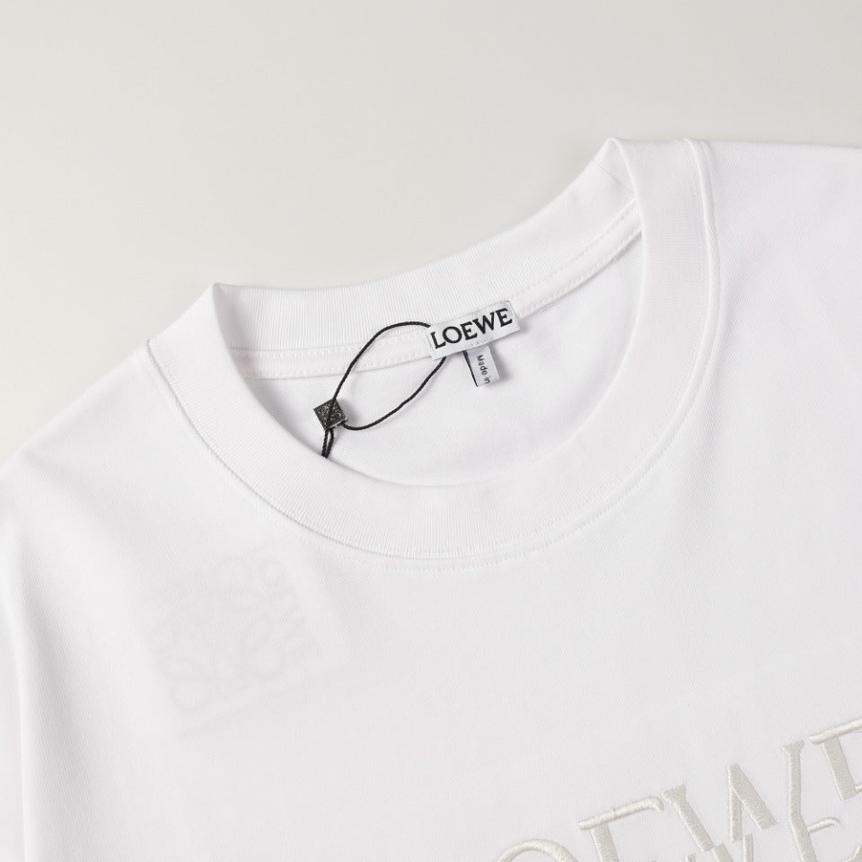 LOEWE Dislocated Embroidered Logo T-Shirt | 350g Heavyweight Cotton | Unisex | Black/White | XS–L
