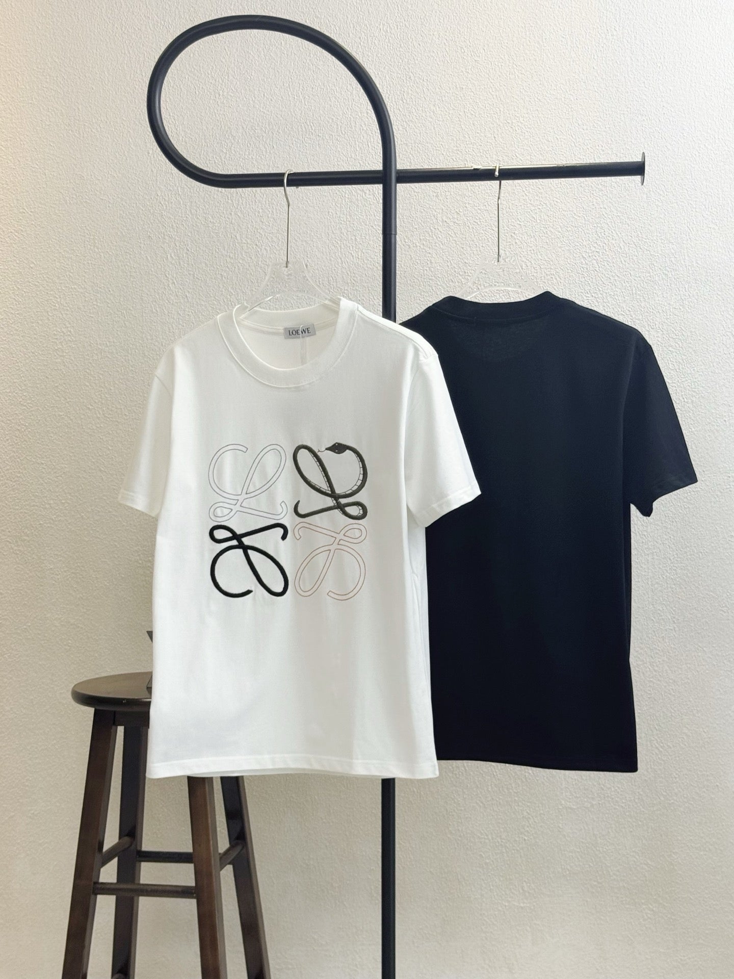 LOEWE Snake Year Limited Edition Embroidered Logo T-Shirt | 280g Heavyweight Cotton | Unisex Oversized | Black/White | S–XL