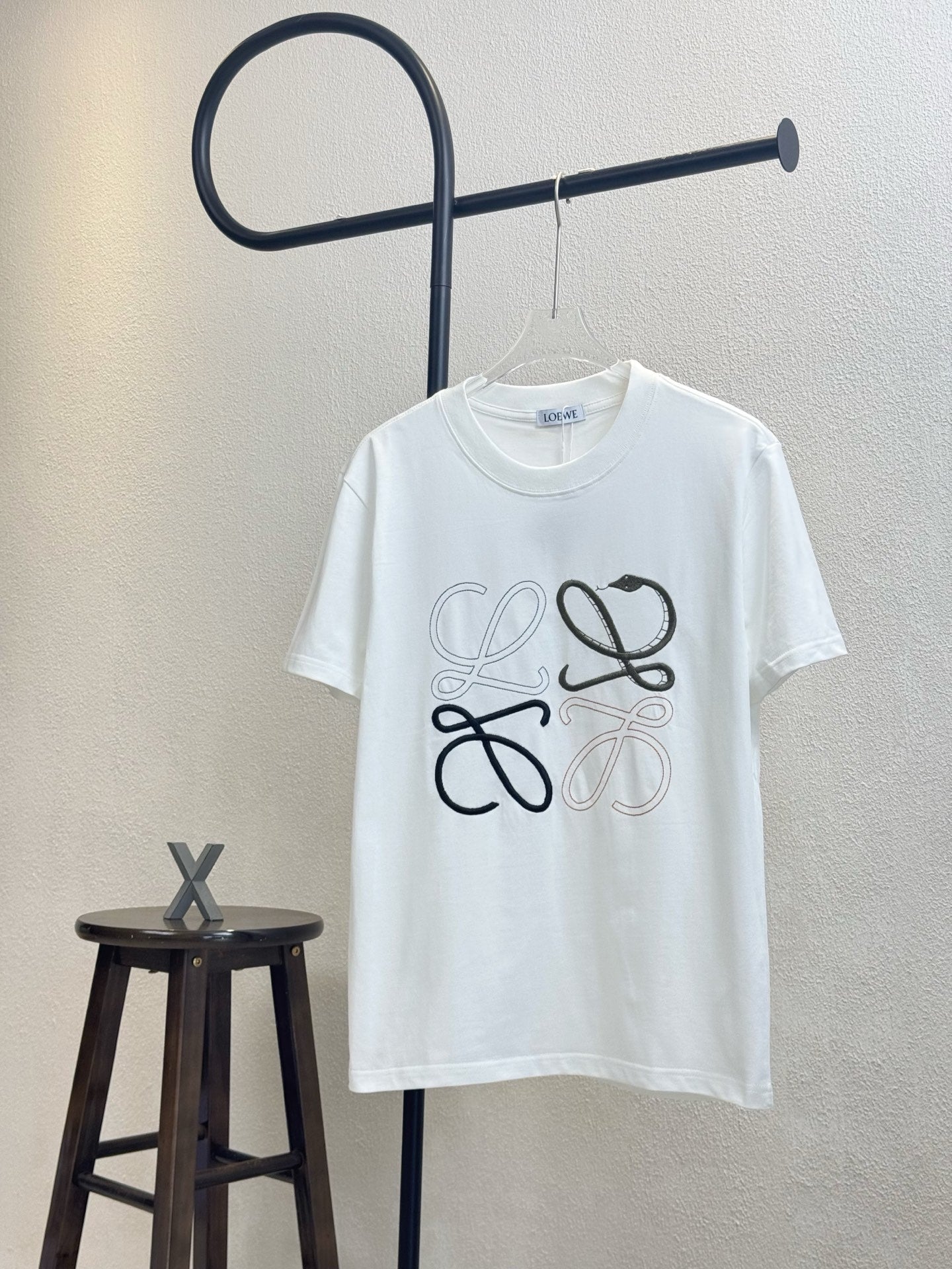 LOEWE Snake Year Limited Edition Embroidered Logo T-Shirt | 280g Heavyweight Cotton | Unisex Oversized | Black/White | S–XL
