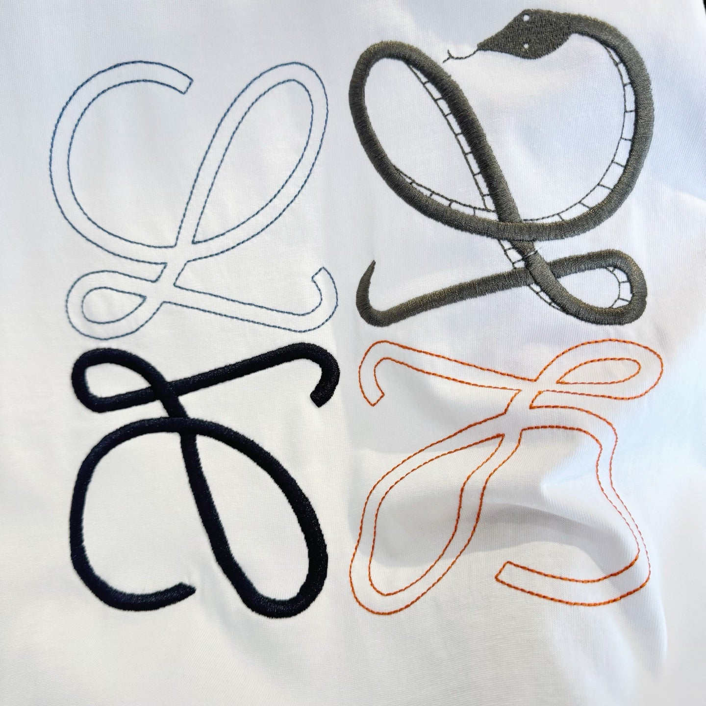 LOEWE Snake Year Limited Edition Embroidered Logo T-Shirt | 280g Heavyweight Cotton | Unisex Oversized | Black/White | S–XL
