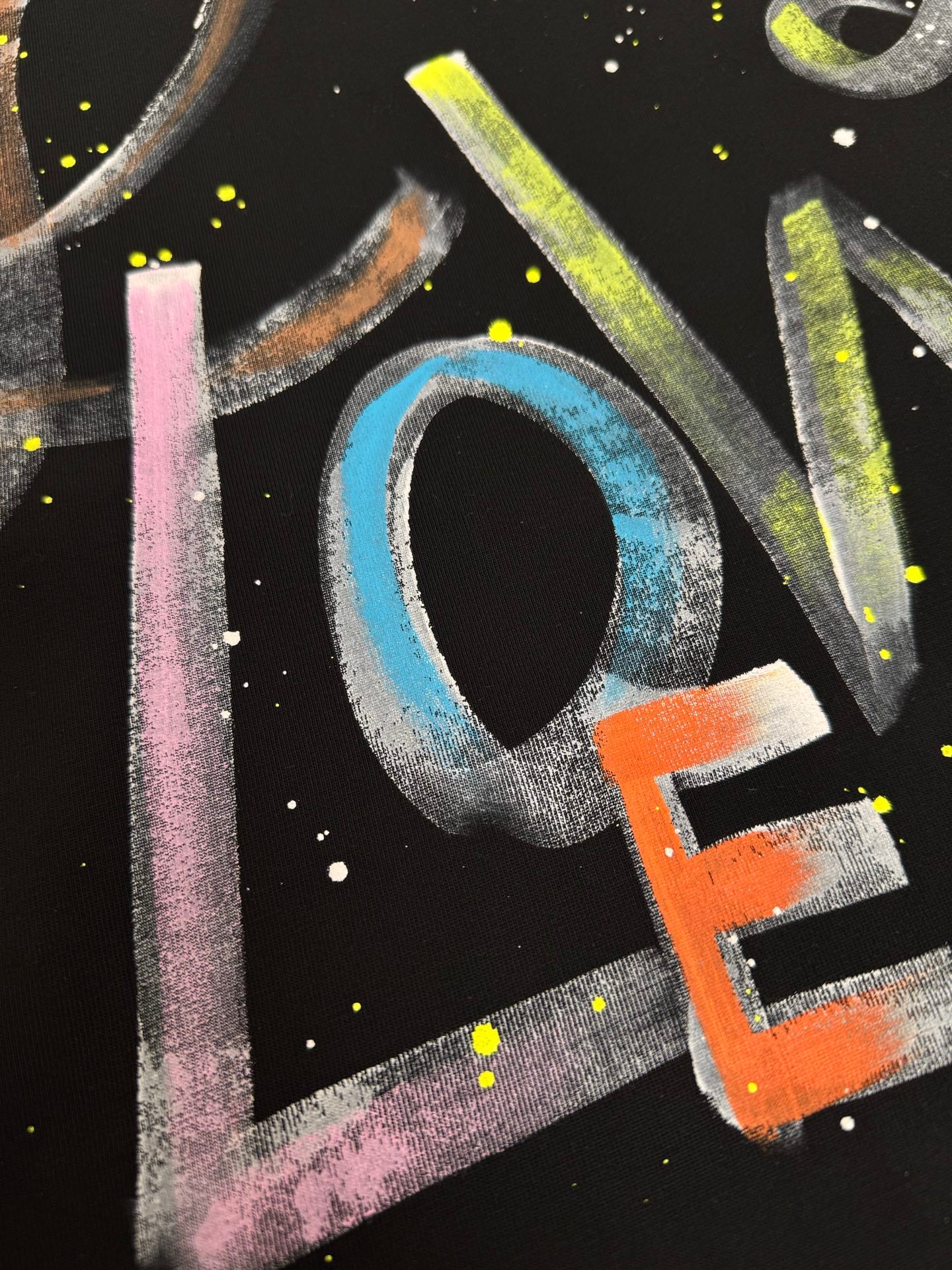 LOEWE 25SS Hand-Painted Graffiti Logo T-Shirt | 320g Premium Cotton | Unisex Oversized | Black/White | M–XXL