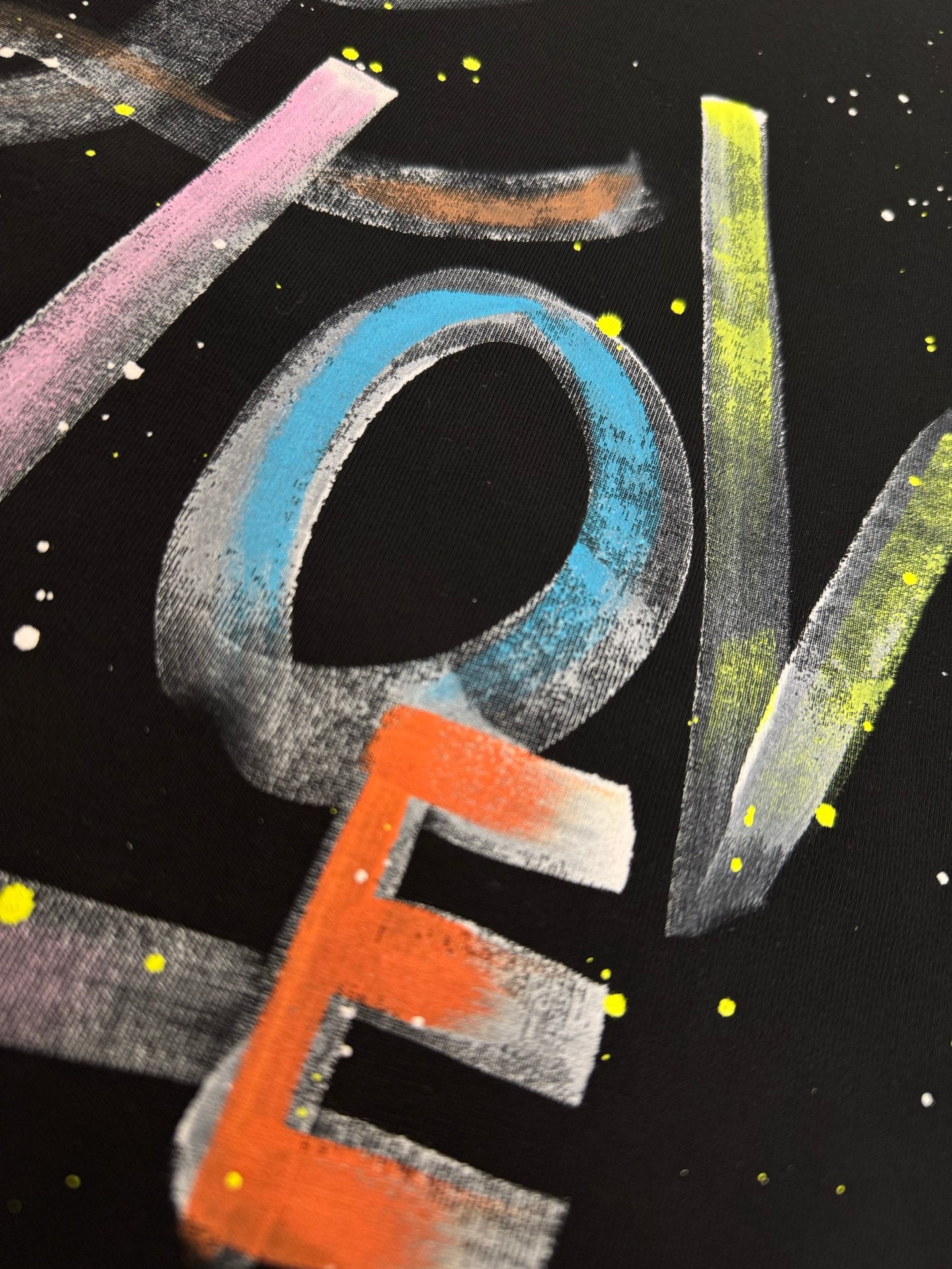 LOEWE 25SS Hand-Painted Graffiti Logo T-Shirt | 320g Premium Cotton | Unisex Oversized | Black/White | M–XXL