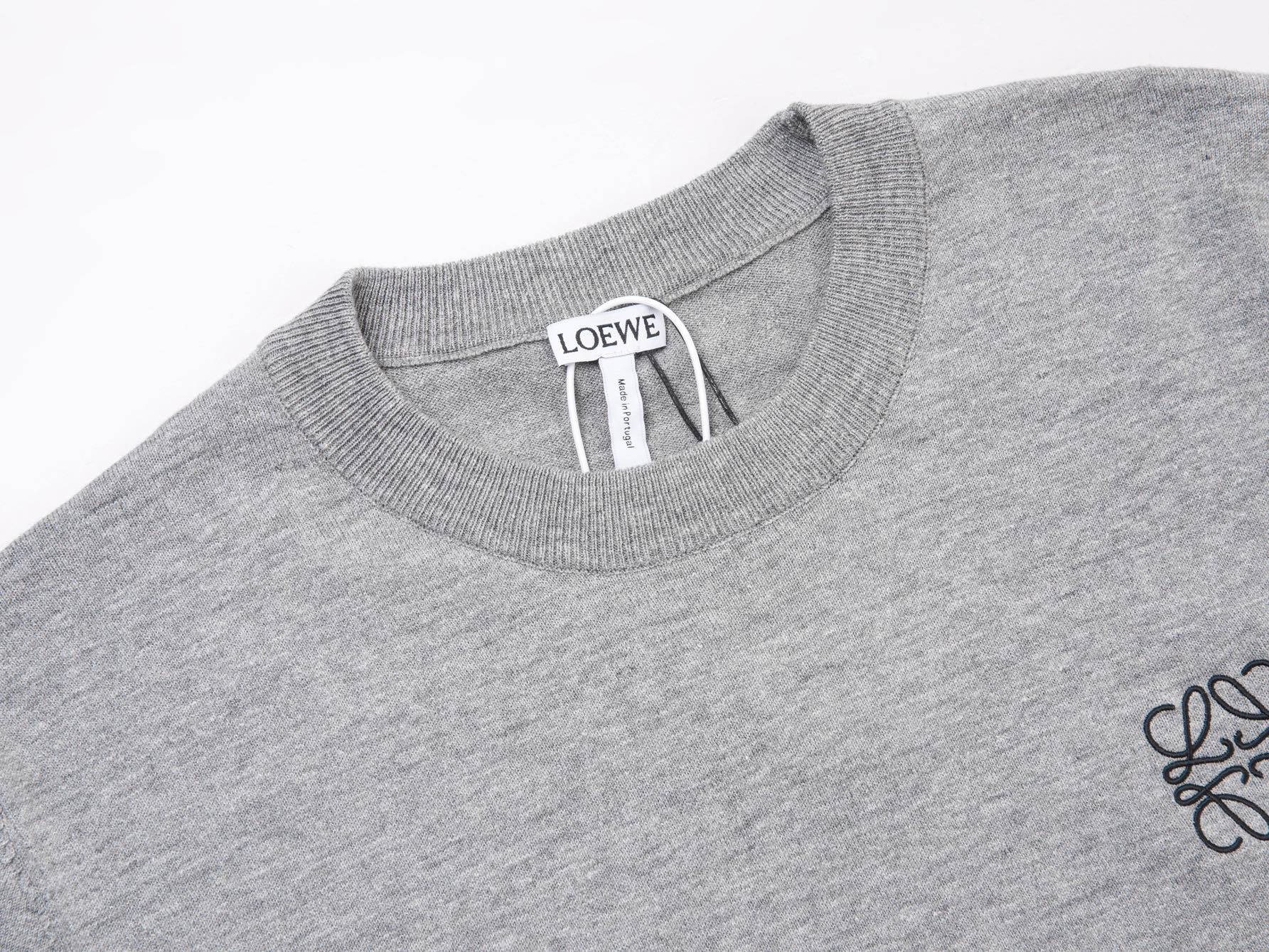 Product Title  LOEWE Classic Wool-Blend Embroidered Logo Knit T-Shirt | Unisex | Gray/Black | S–XL