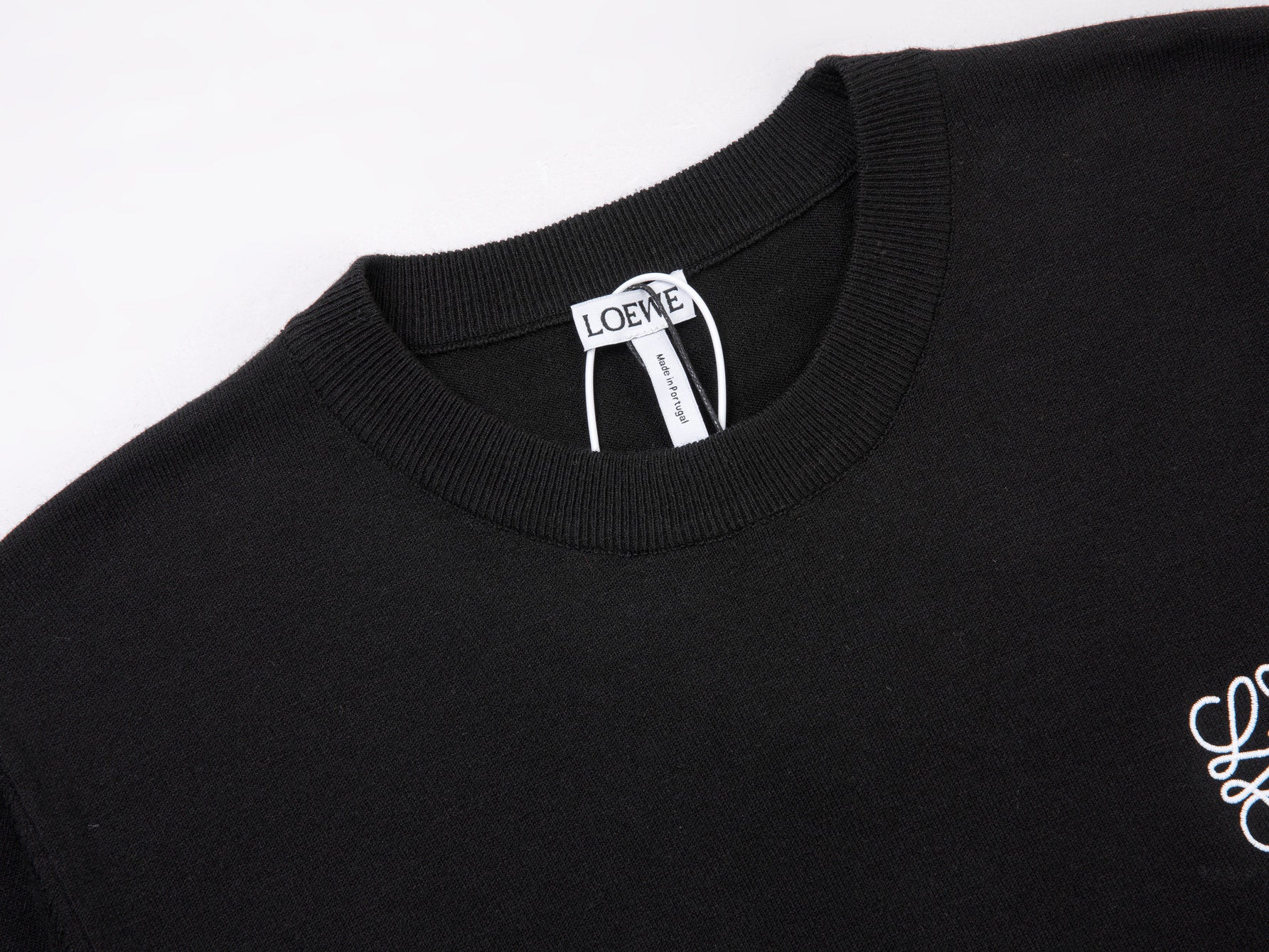 LOEWE Classic Wool-Blend Embroidered Logo Knit T-Shirt | Unisex | Gray/Black | S–XL