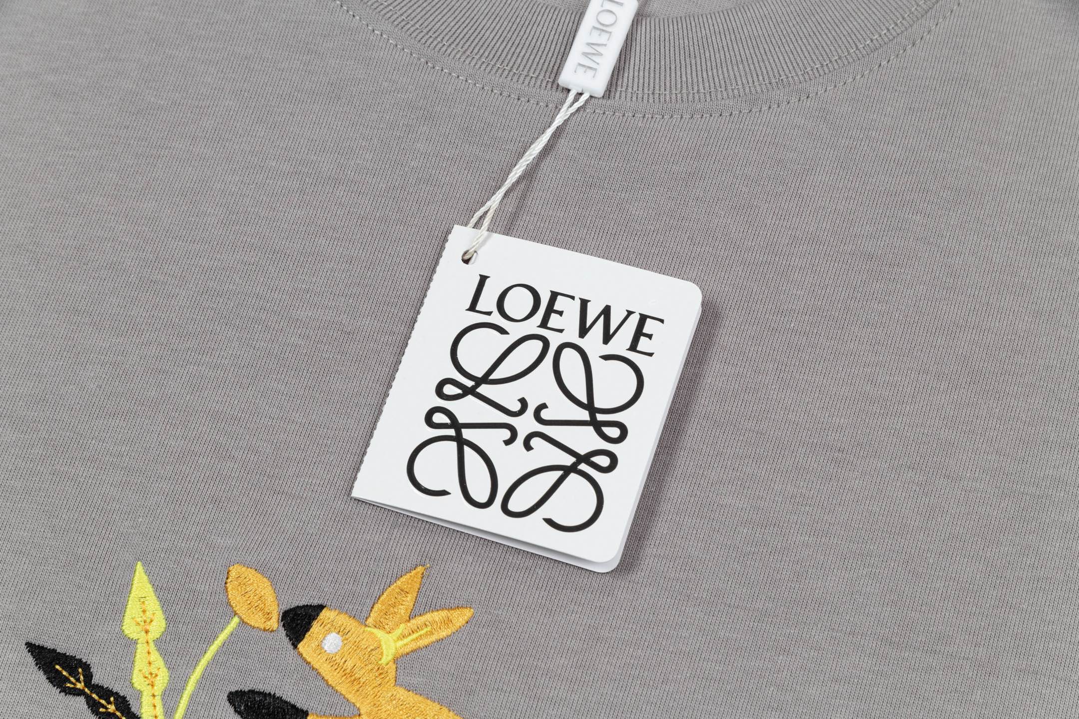 LOEWE Squirrel Embroidered Logo T-Shirt | Unisex | Gray | XS–L