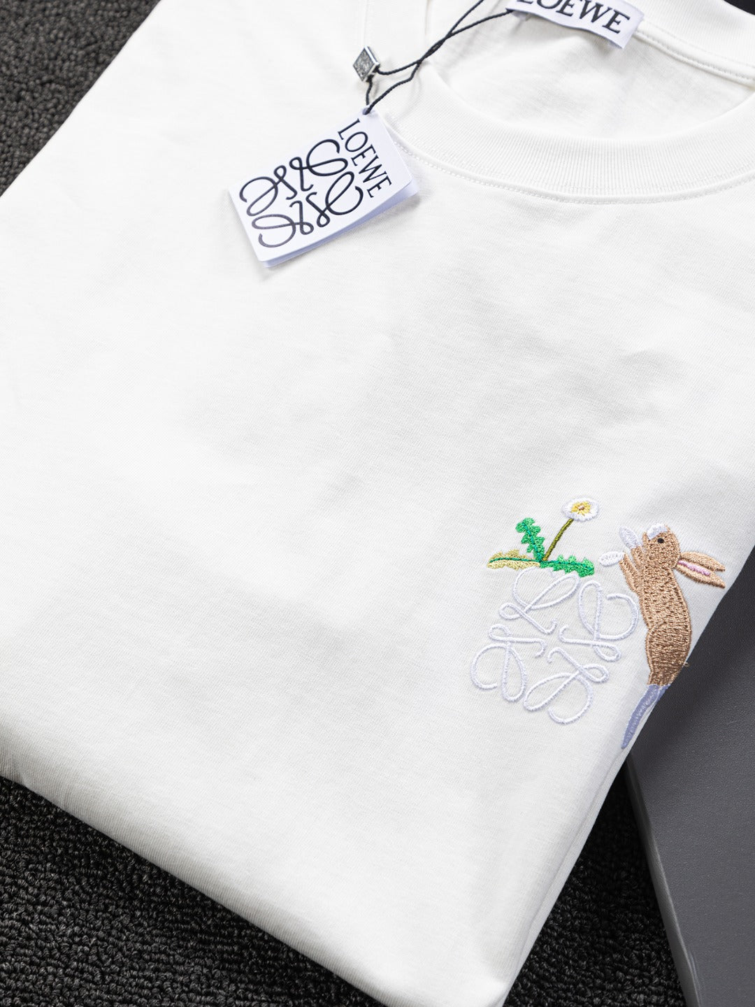 LOEWE 25SS Suna Fujita Collaboration Embroidered Rabbit T-Shirt | S–XL