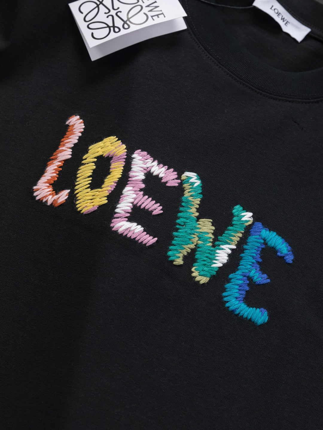 LOEWE 25SS Rainbow Embroidered Logo T-Shirt | S–XL