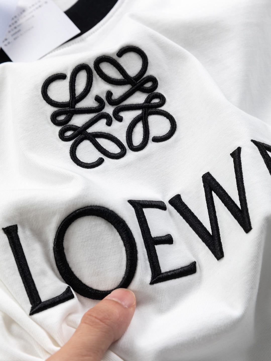 LOEWE 25SS Black & White Panel Embroidered Logo T-Shirt | S–XL