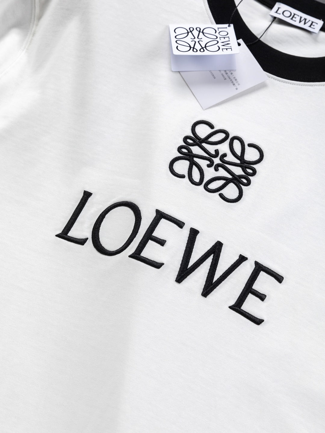 LOEWE 25SS Black & White Panel Embroidered Logo T-Shirt | S–XL