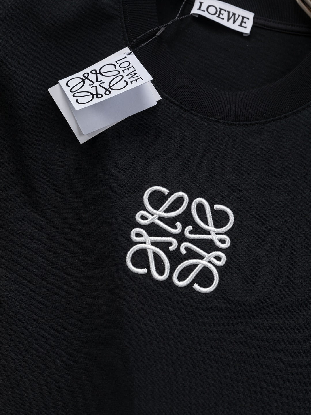 LOEWE 25SS Black & White Panel Embroidered Logo T-Shirt | S–XL