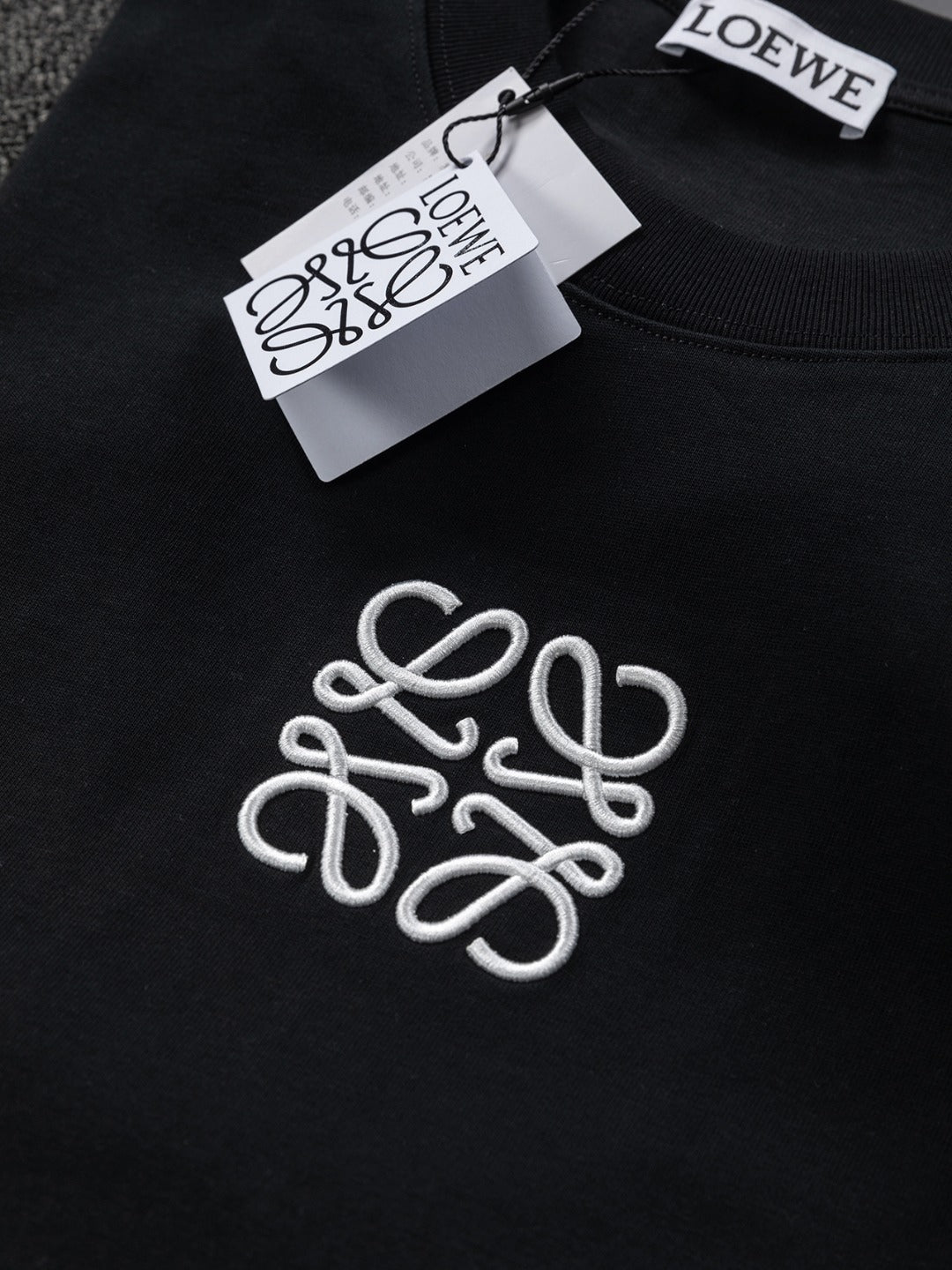 LOEWE 25SS Black & White Panel Embroidered Logo T-Shirt | S–XL