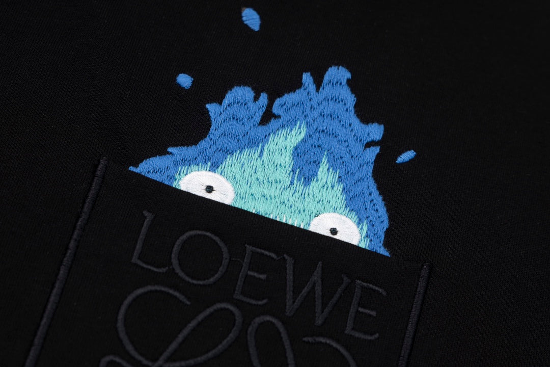 LOEWE x Studio Ghibli 24SS Howl’s Moving Castle Calcifer Embroidered T-Shirt | XS–L | Black/White