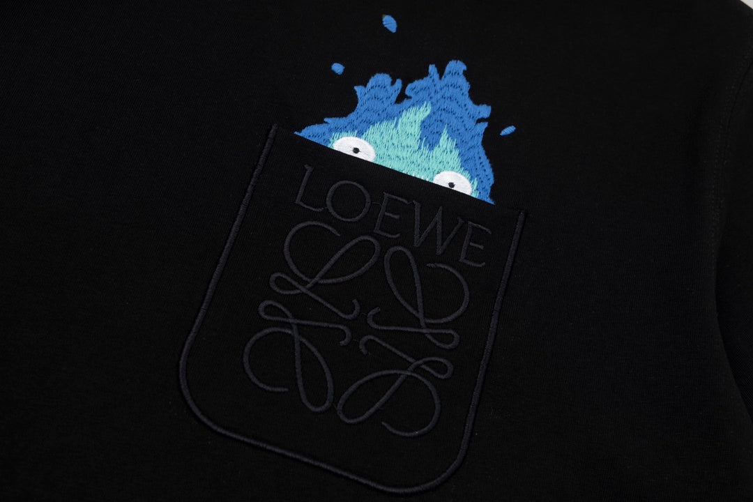 LOEWE x Studio Ghibli 24SS Howl’s Moving Castle Calcifer Embroidered T-Shirt | XS–L | Black/White