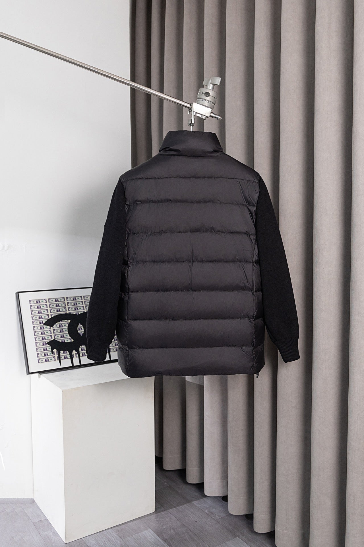 MONCLER 24SS Knit-Paneled Down Jacket | Black | Size 1–4 | Style HE126