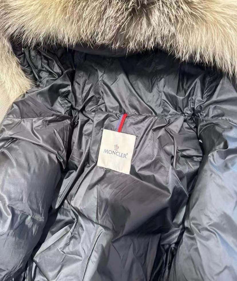 MONCLER Boed Down Coat with Detachable Fox Fur Collar & Waist Belt | Black | Size 1–4