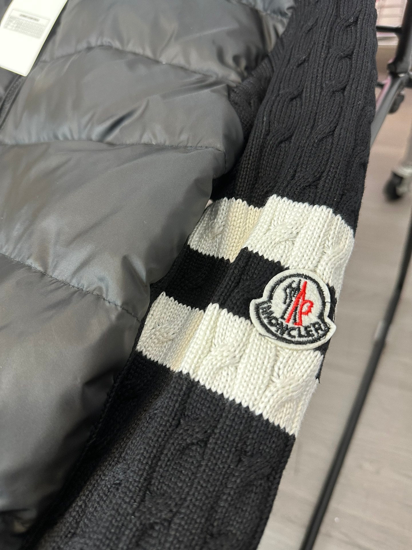 MONCLER Knit-Panel Down Jacket | HMY37# | Premium Goose Down | Black / Grey | Size 1–4